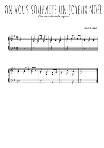 Téléchargez l'arrangement pour piano de la partition de On vous souhaite un Joyeux Noël en PDF